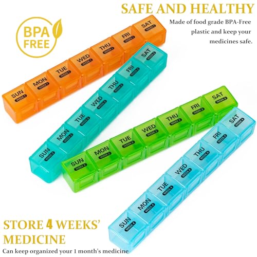 Image of Monthly Pill Organizer, 28 Day Pill Box 1 Time a Day with Dust-Proof Case, Large 4 Weeks a Month Pill Case Container, Daily Vitamin Case Box for Pills /Medicine /Fish Oil /Supplements(Colorful)