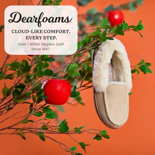Dearfoams Women's Gifts Fuzzy Memory Foam Outdoor Ryland Moccasin with Cuff Slippers2