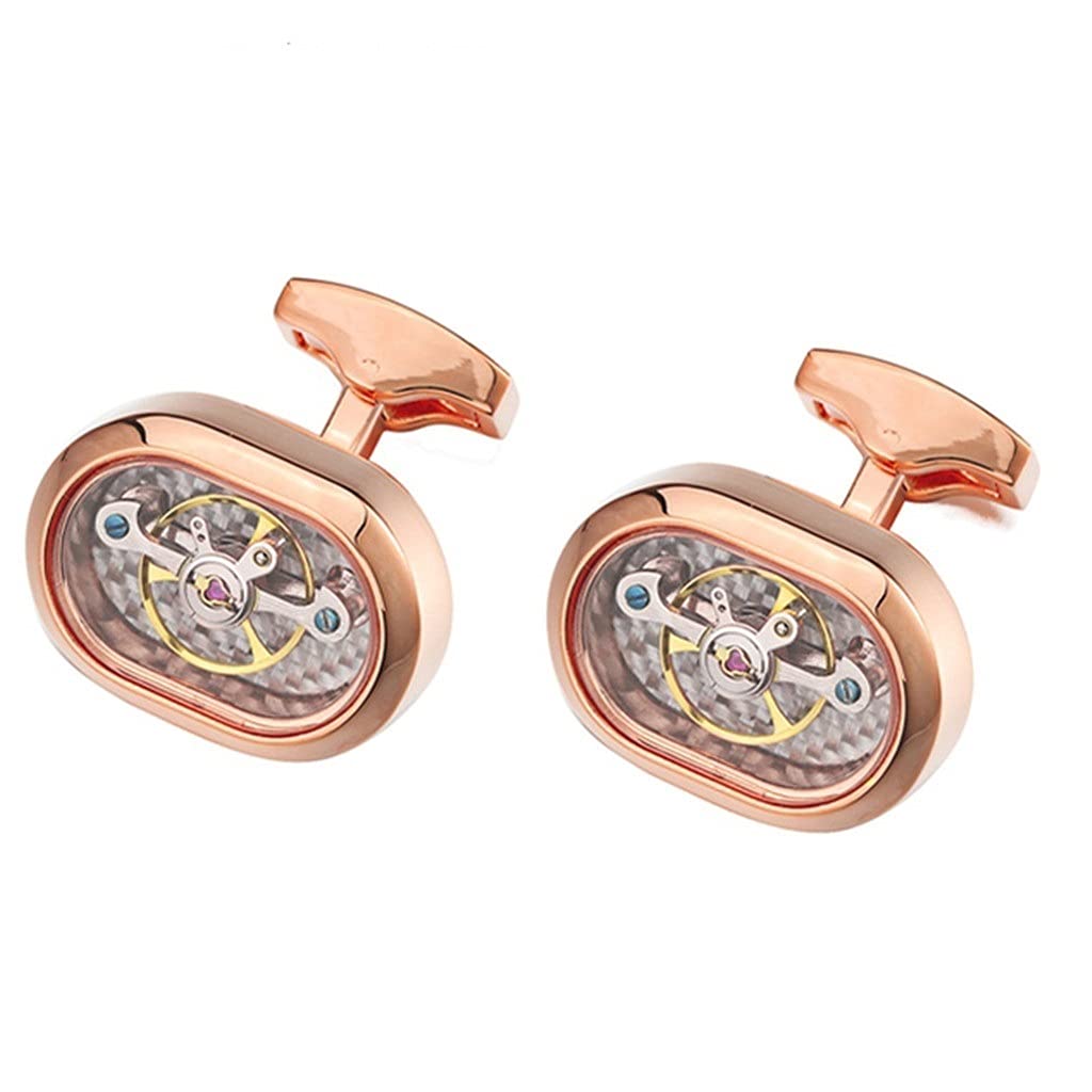Gemelli da Polso con Movimento alla Moda, Tourbillon, per Orologio Meccanico da Uomo, Gemelli con Ingranaggio Steampunk /1957(Argento - Come Mostrato)