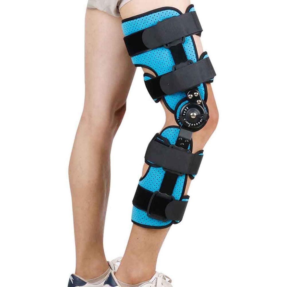 WDSOPK ROM Hinged Knee Brace Joint Fixation Bracket, Adjustable Articulated Knee Support Leg Stabilizer, Sports Injury Stability Training Device (Right XXL)