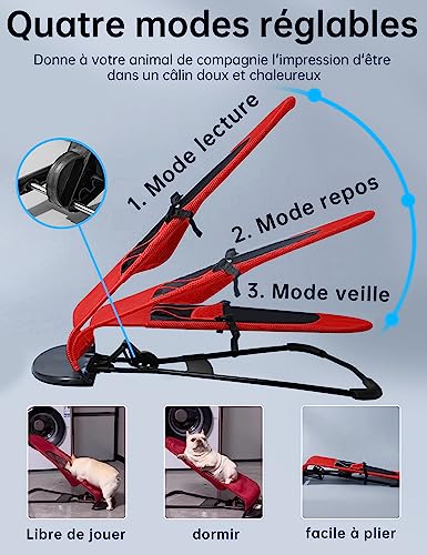 Canapé à bascule pliable rouge pour chiens et chats de petite taille