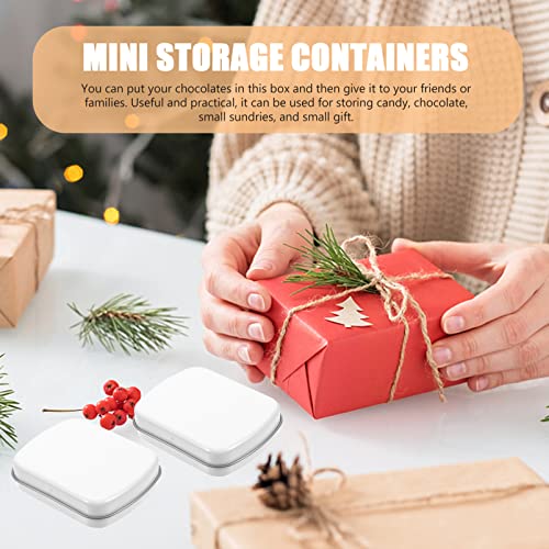 Image of VICASKY 10pcs Rectangular Empty Hinged Tin Metal Small Portable Box Container with Lid Mini Portable Pencil Case Home Organizer for Jewelry Pen Eraser Craft White,2.36X1.85X0.59in