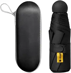 Guarda-Chuva Pocket Dobrável Pequeno e Portátil – Mini Guarda-Chuva de Bolso com Proteção UV, Super Compacto e Leve com Estojo em Formato Cápsula para Sol e Chuva