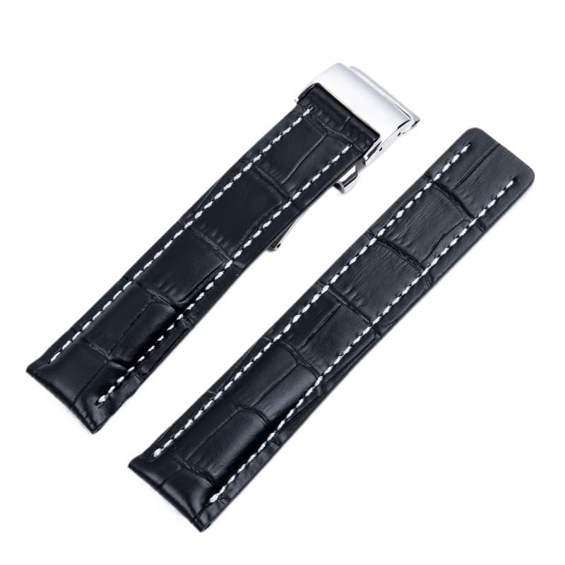 Bracelet montre cuir 24mm noir pour réparer votre Avenger Pilot