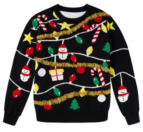 Image of Lovekider 7-14Y Girls Ugly Christmas Sweater Tinsel Garland Knit Pullovers