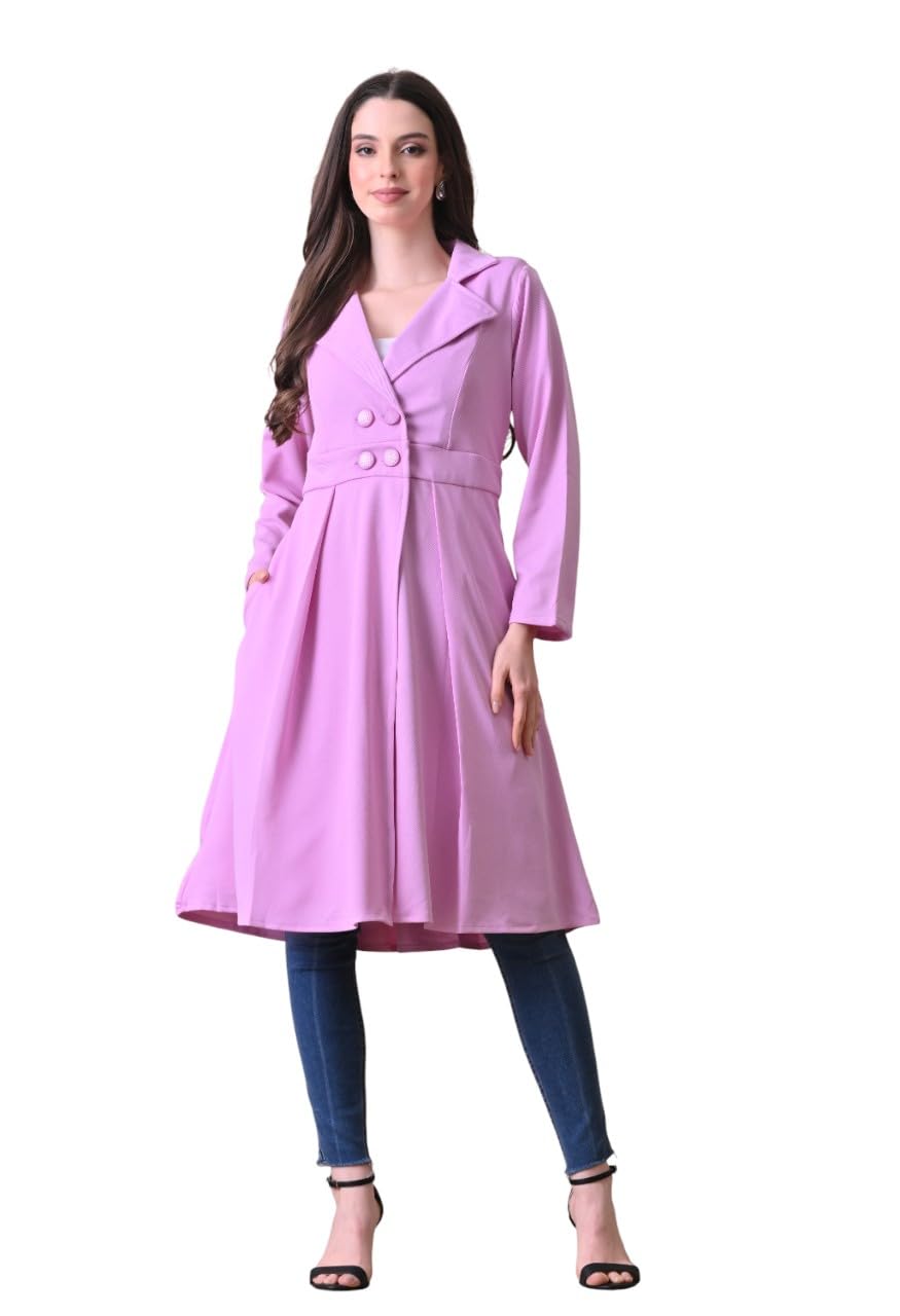 jangid fashion Women's Long Dress Coat - Double Breasted, Flared Winter Overcoat with Lapel Collar and Pockets for Formal Casual and Winter Wear-picture-20