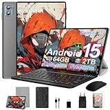 SUAAT Android 15 Tablet 10 Pulgadas, 30GB RAM+2TB TF, Widevine L1,Gemini AI, 6000mAh Batería, Tablet WiFi 6/8MP+5MP/Octa Core/GMS Certified/BT5.0,Incluye ratón + Teclado + Funda Protectora(Gris)