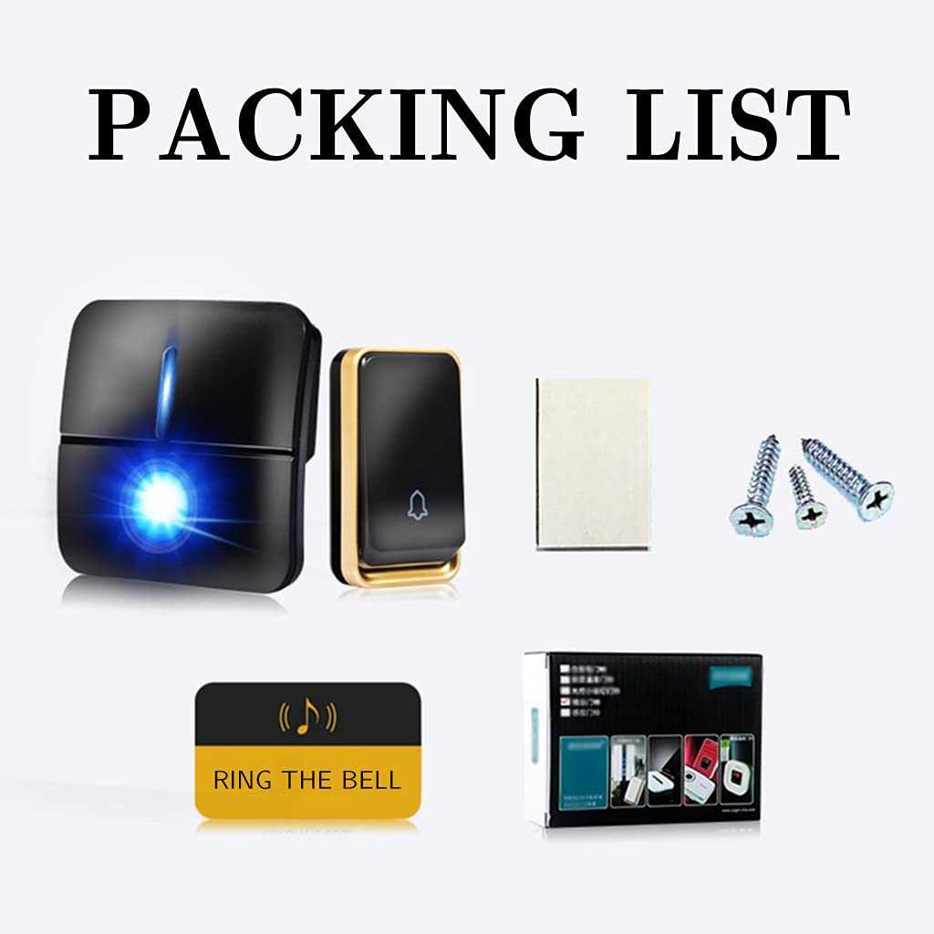 Campanello Senza Fili, Kit Campanello per Porta Senza Fili A Parete Impermeabile, Portata 280 M, 36 Campanelli, Volume A 3 Livelli, Ideale per Campanello Ingresso Porta Plug-in,Nero