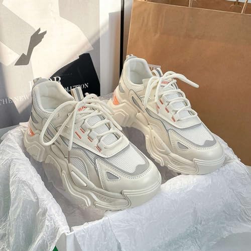 YYSPR Women's Fashion Platform Lace Up Sneakers Lightweight Walking Running Shoes2