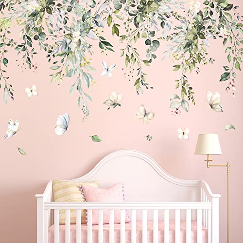 Vinilo decorativo hojas verdes para pared 12x35 pulg. miniatura 1