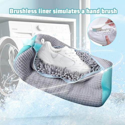 FYSL 2er Pack Schuhwaschbeutel für Waschmaschine, Schuhe Waschbeutel, Wiederverwendbar & Reißfest - Schont Schuhe & Verhindert Beschädigungen (Grau)