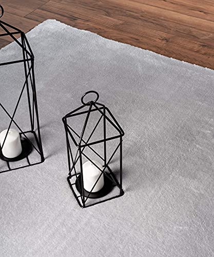 the carpet Relax - Nowoczesny dywan z krótkim i puszystym włosiem, z antypoślizgowym spodem, nadający się do prania w temperaturze do 30 stopni, ultra miękki, Szary, 80 x 150 cm