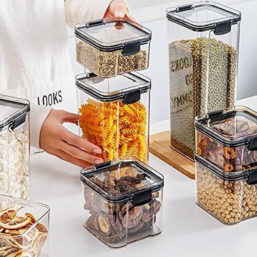 Image of TEKCOOL Silicone, Glass Air Tight Containers For Kitchen Storage Set, Bpa Container For Kitchen Storage Set, Kitchen Organizer And Kitchen Accessories Items & Storage(1700 Ml Set Of 8), Black