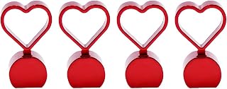 4PCS Aluminum Heart Shape Wheel Tyre Stem Covers Universal Fit Cars, SUVs, Bike and Bicycle, Trucks, Motorcycles (Red)