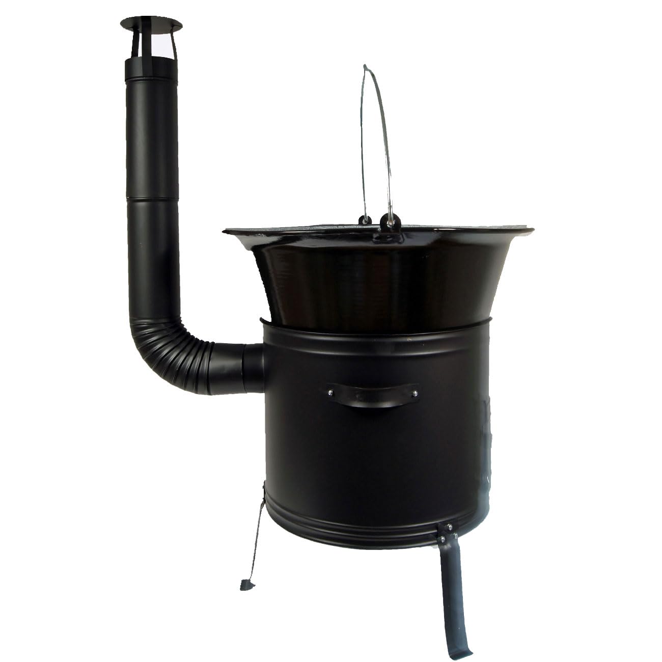 Set Ungarischer Holzofen 45 mit Gulaschkessel 50 L Emaille mit Bügel Gulaschkanone mit Suppentopf