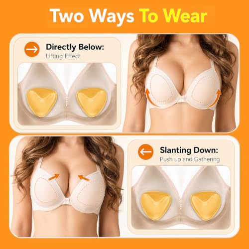 Image of Sticky Bra Inserts Push Up for Women Reusable Stick Bra Double Sided Strapless Waterproof Adhesive Bra Pads