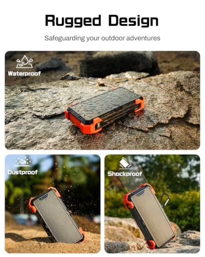 GOODaaa Solar Power Bank 24000mAh, Portable Charger with 4 Built-in Cables - Image 5