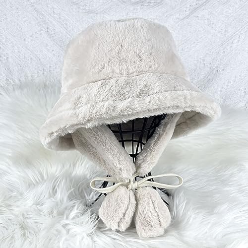 Kejea Fuzzy Bucket Hat Women Men Furry Cute Bucket Hats Winter Warm Plush Fisherman Fluffy Sherpa Funny Hat thumb #4