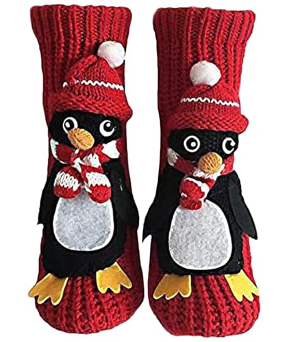 Image of Women's Non-slip Household Floor Socks Knit Casual Animals Slippers Socks Christmas Stockings Decor