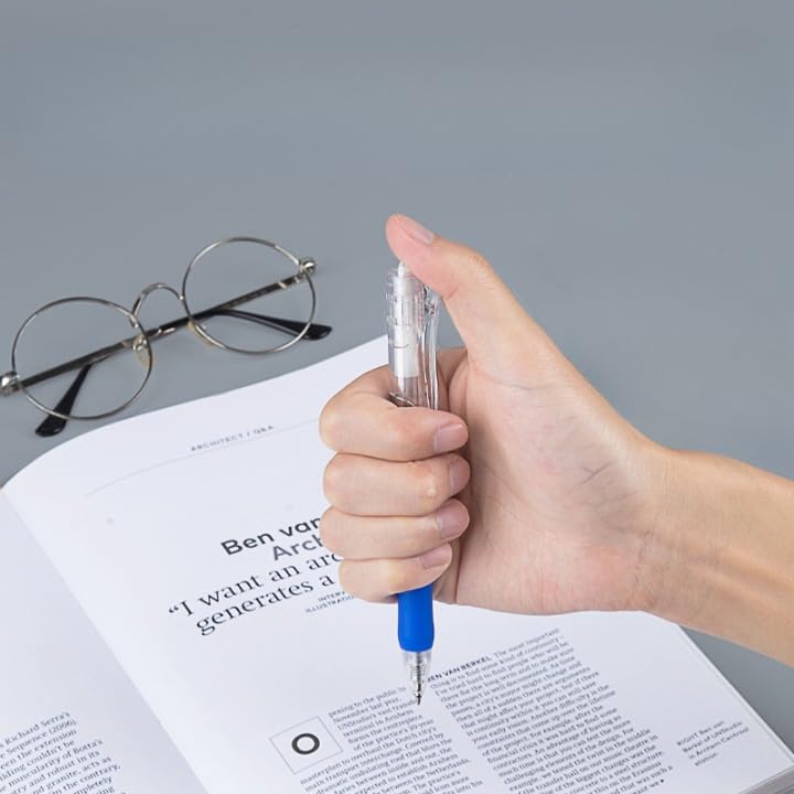 Image of Kinbor Breeze Gel Pens -Blue | 0.5mm Retractable Point | Smooth Writing Gel Ink Pens with Comfortable Grip | Perfect for School, Office, or Journaling - Pack of 5