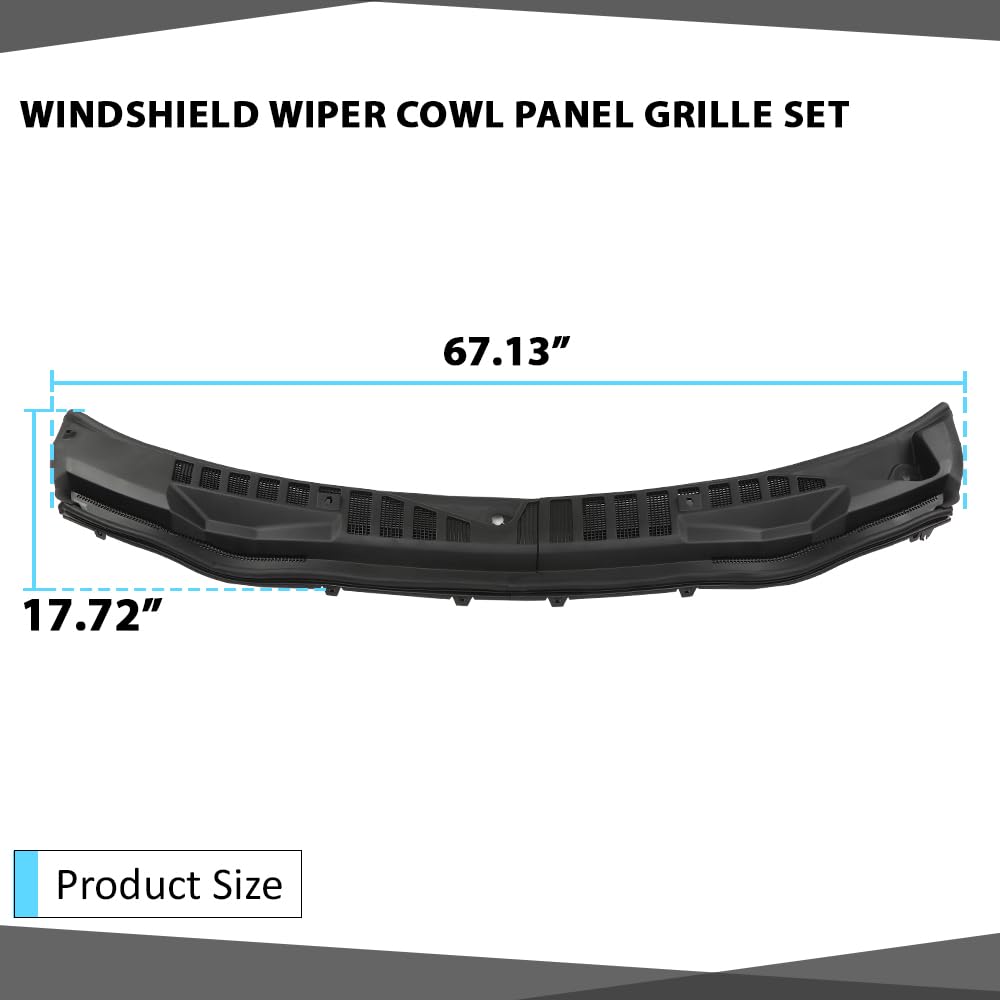 CHEDA Windshield Wiper Cowl Panel Grille Set Compatible with Ford F250 F350 F450 F550 Super Duty 2017-2022 HC3Z-25022A68-AB, HC3Z-25022A69-AC