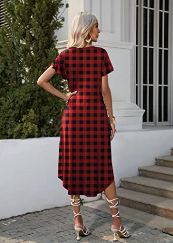 Image of Ekouaer Long Nightgowns for Women with Pockets Short Sleeves Moo Moos for Women Casual Maxi Dress House Dresses S-XXXL
