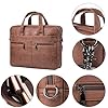 seyfocnia Men's Business Travel Briefcase Leather Messenger Bags Laptop Bag 17.3 inch Work Computer Bag Satchel Bag (Brown) #3