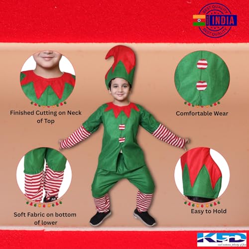 Image of Kaku Fancy Dresses Elf Costume for Kids Fancy Dress Outfit for Christmas Events