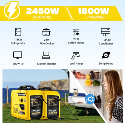 Generador Inversor de Combustible Dual POXURIO 2450W, Tanque de 6L, 120V, Super Silencioso, Azul miniatura 6