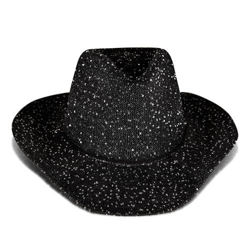 Lucky Brand Womens Straw Cowboy Hat | Rope Design | Western | Style | Fashion | Sun Protection | Breathable Metallic Straw - Black