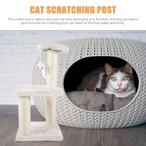 Rascador para gato vertical Yardwe de 3 niveles beige miniatura 7
