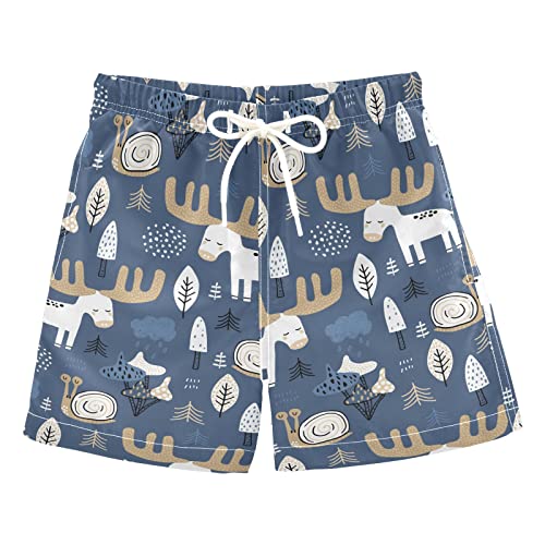Wudan Short de bain pour garçon Motif champignons et escargots Noir 3-16 ans, Motif forêt enfant escargot bleu, 3 ans Cover