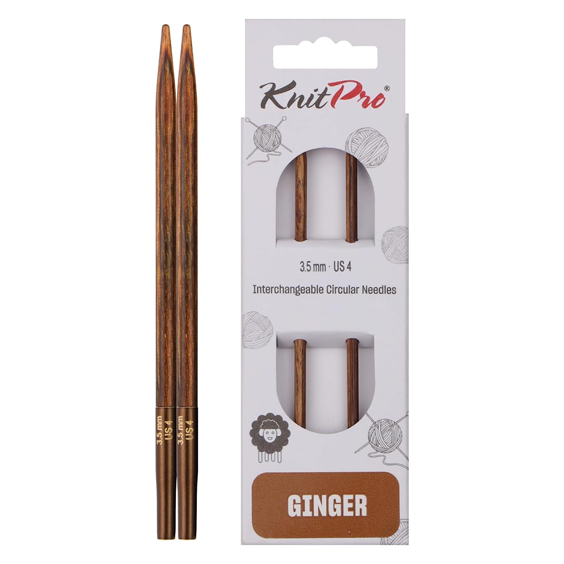 KnitPro Ginger Interchangeable Circular Needles 4" (10cm) | 3.50mm