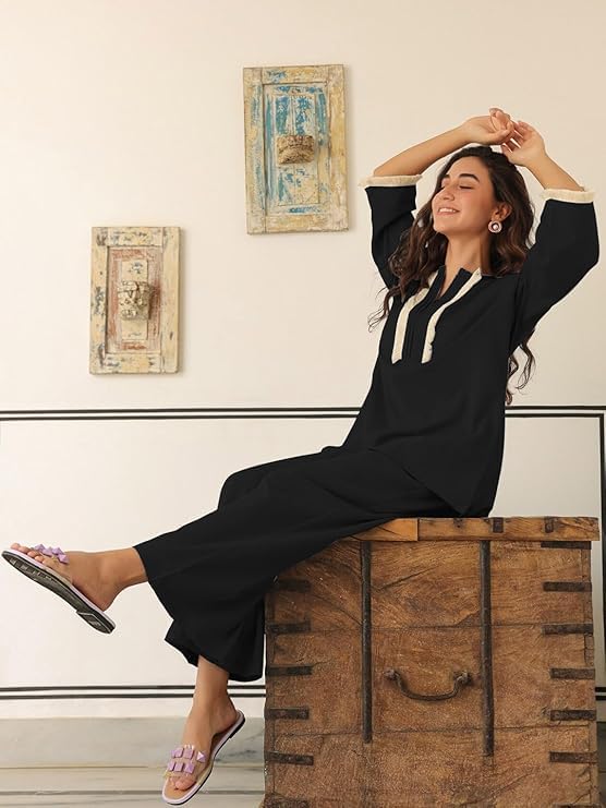 Image of GRECIILOOKS Co-ord Set For Women Stylish | Kurti Set For Woman | Short Kurti For Woman | Oversized Loose-Fitting Kaftan-style Kurtis | Summer Stylish Ethnic Co-Ord Set Travel Outfits