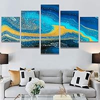 SIGNWIN 5 Panel Canvas Wall Art Modern Art Abstract Brushstroke Contemporary Edgy Mixed Media Multicolor for Home Decorations Ready to Hang - 60