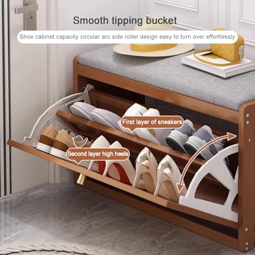 Étagère à chaussures à 2 niveaux avec portes en bois