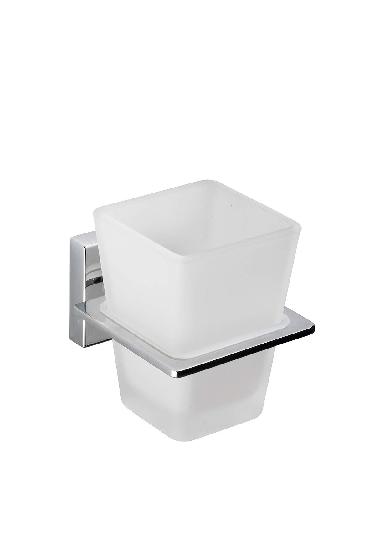 Croydex Chrome Flexi-Fix Easy To Fit Cheadle Plated Square Design Tumbler And Holder
