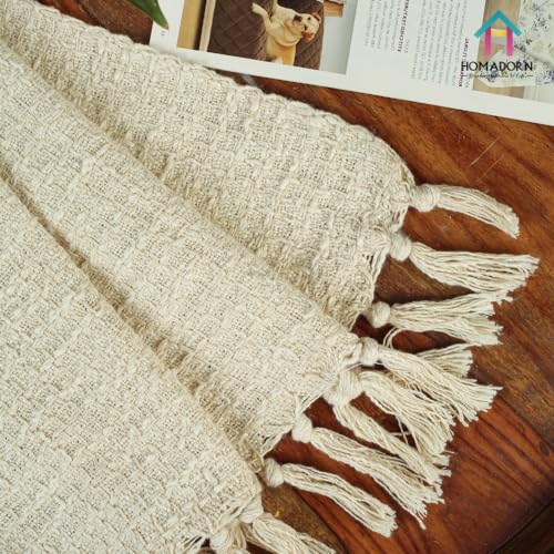 Image of HOMADORN Waffle 100% Cotton Throw Blanket | Throw for Living Room, Sofa, Bed, Chair, Picnic & Used for Gift | | 152x127 Cms Cotton Throws