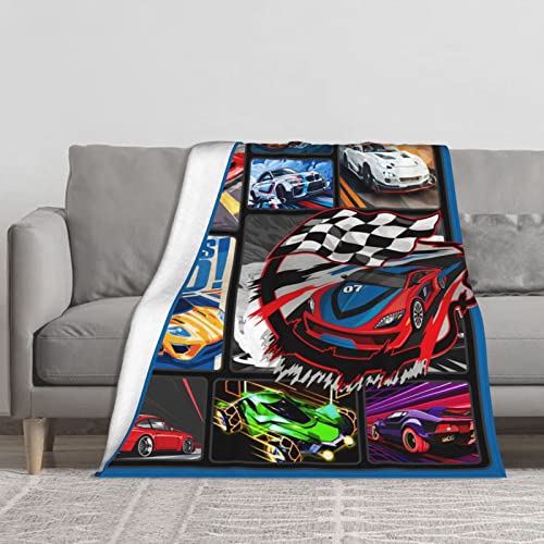 Race Car Throw Blanket Gifts For Boys Men Extreme Sports Car Blanket Cool Car Plush Blanket Soft Warm Flannel Blankets For Sofa Couch Bed Office All Season 50"X60" #TOP2