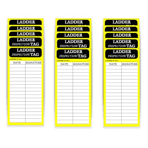 120 Pcs Ladder Inspection Labels Vinyl Maintenance Label Yellow Safety Inspection Label for Safety Maintenance Industrial Iadder Inspection Accident Prevention Stickers(2x5 Inch)