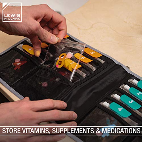 Image of Lewis N. Clark Travel Pill Organizer, Portable Pill Case, Daily Pill Box to Hold Vitamins, Medication, Prescriptions, Or Medicine Storage for Pocket Purse