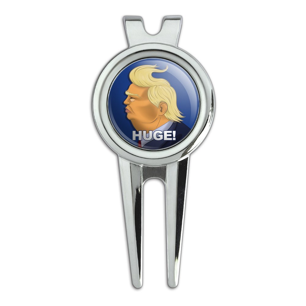 GRAPHICS & MORE Huge! Donald Trump Caricature with Wind Blowing Hair Funny Golf Divot Repair Tool and Ball Marker