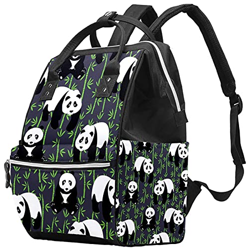 Mochila Para Pañales Panda De Bambú Bolsa Cambiadora Para Bebé Impermeable Mochila De Viaje Multifunción Para Mamá Y Papá 27x20x36.5cm