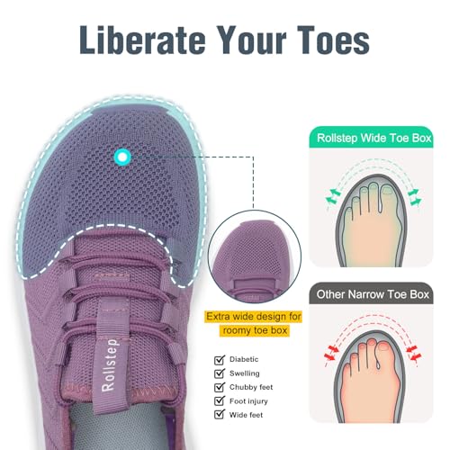 Image of Wide Toe Box Shoes Women Extra Wide Width Sneakers Air Cushion Road Running Shoes Ultra Light Tennis Gym Workout Training Shoes Breathable Walking Shoes with Arch Support