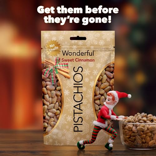 Image of Wonderful Pistachios No Shells, Sweet Cinnamon Flavored Nuts, 5.5 Ounce Resealable Bag, Protein Snacks, Gluten Free, Healthy Vegan Snacks (Pack of 4)