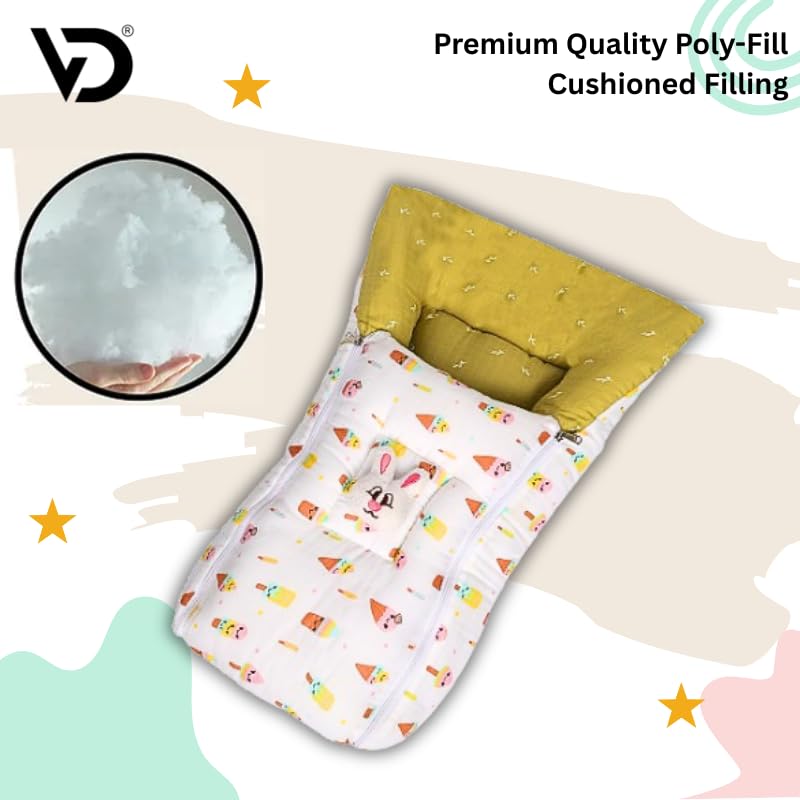 Image of VoiDrop 100% Muslin Baby Sleeping Bag 3 in1 Comfortable for Baby Carry Bag 0-6 Month Sleeping Bag (Olive Green)