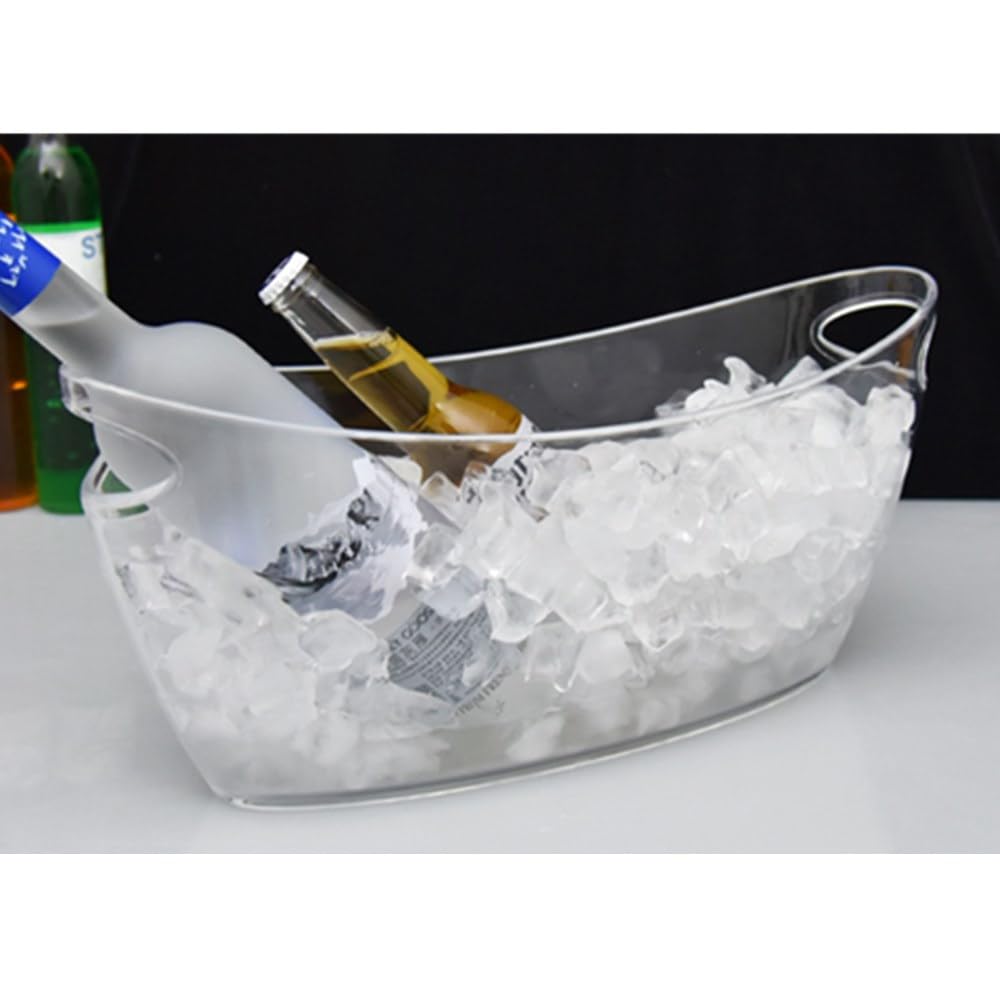 OUKEYI OUKEYI-100894 - Secchiello per ghiaccio per feste, 5,5 litri, in acrilico trasparente, per uso alimentare, forniture per bar, champagne, birra, spumante, cocktail, 16,9 cm
