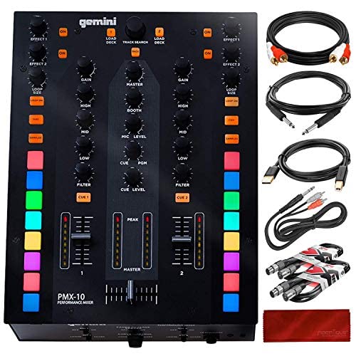 Gemini PMX10 A AB Box/DJ Mixer with Assorted Cables Bundle Amazon