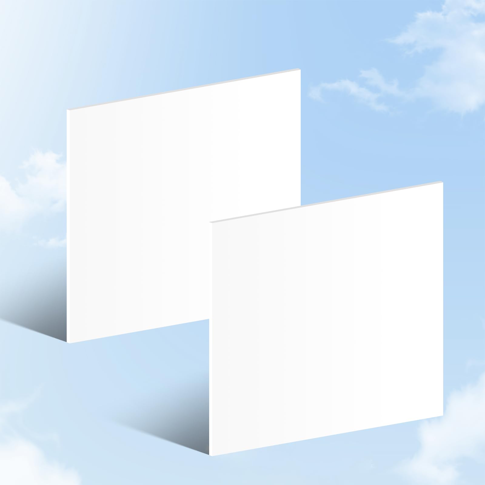 HDPE Block Plastic Sheet High Density Polyethylene Rectangular Solid Tapping Block High Density Sheet for DIY Projects (1/8“ x 12“ x 12”, 2 Pcs) White