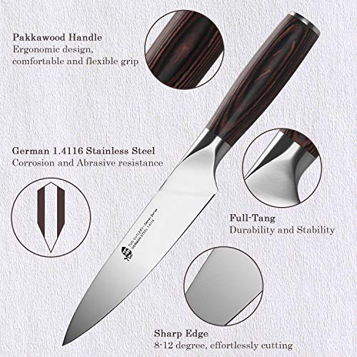 TUO Utility Knife 5 inch - Small Kitchen Chef Knife - German HC Stainless Steel - Ergonomic Pakkawood Handle - Osprey Series with Gift Box